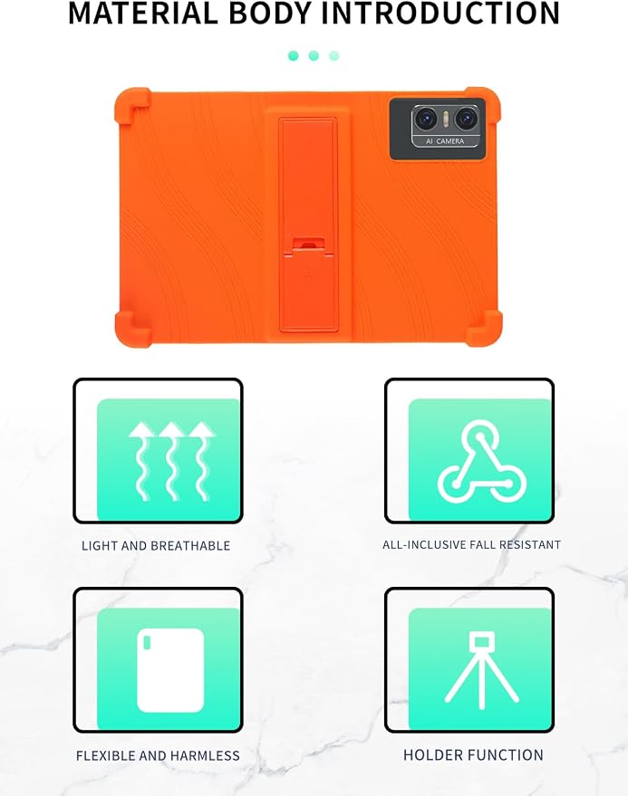Case for DOMATON D105 Android 14 Tablet 2025 Tablets 10 inch，WUNIAK Shock Proof Lightweight Stand Rubber Shell Protective CoverKids Friendly Soft Silicone Adjustable Stand CoverBlack