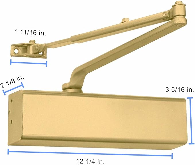 Lawrence Heavy Duty Door Closer Commercial Grade 1 - Adjustable 6-Speed Delayed-Action Door Control with 3 Pistons – Flexible Installation with Included Hardware - Embassy Series LH816