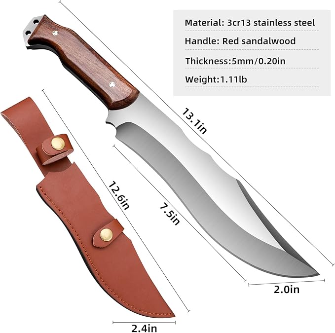 Outdoor Short Machete with Sheath for Cutting Trees, for Yard Work and for urvival Machete Ideal for Gardening,Camping, Fishing, Hunting, Bushcraft