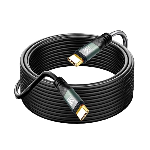 USB C to C Cable 15FT 4K60HZ GEN2x2(Data usb3.1)USB TYPE C Video Output From USB3.2/ USB4.0 (NOT 100% Fast Charging) &amp Sync for Xreal MacBook Pro iPad Pro iPhone 15 Pro Galaxy S22 Portable Monit