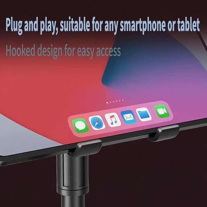 Adjustable Height Phone and Tablet Stand Dual Device Holder with 360° Rotation Sturdy Non-Sturdy Non-Slip Base with Card Slot for Livestream Watching Videos Work Gaming