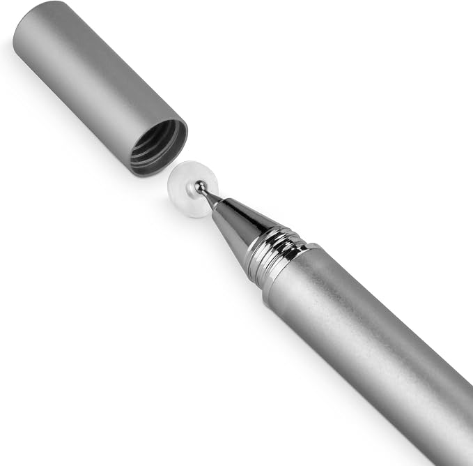 BoxWave Stylus Pen Compatible with Unihertz Atom - FineTouch Capacitive Stylus Super Precise Stylus Pen - Metallic Silver