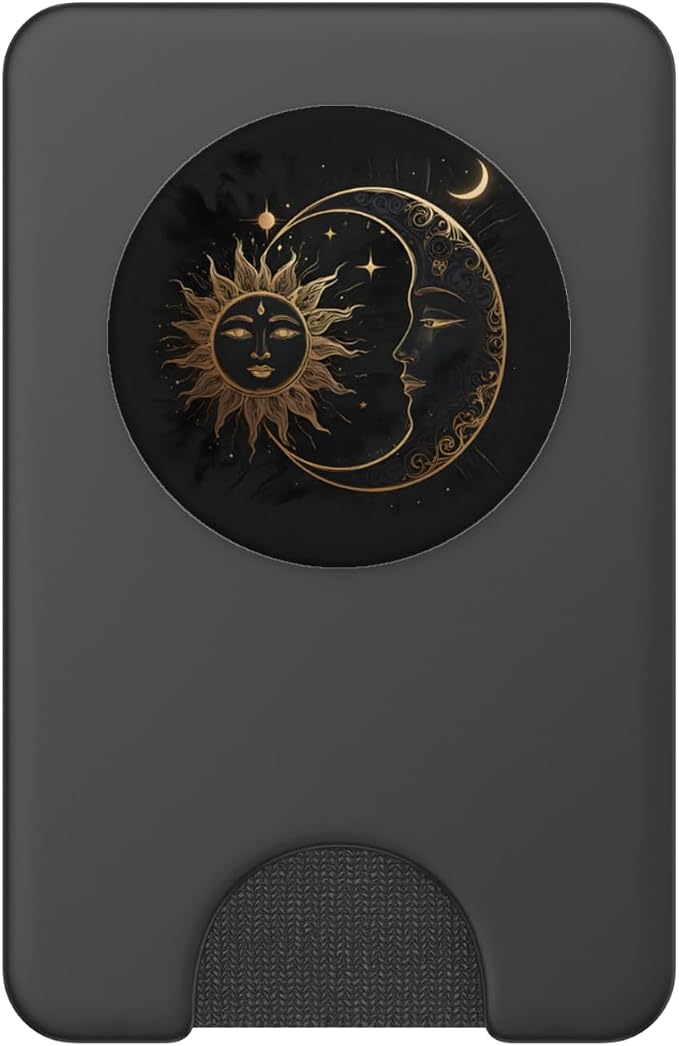Black Night Sun Moon Star PopSockets PopGrip for MagSafe