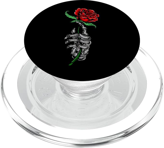 Design of roses in red and hand skeleton PopSockets Standard PopGrip