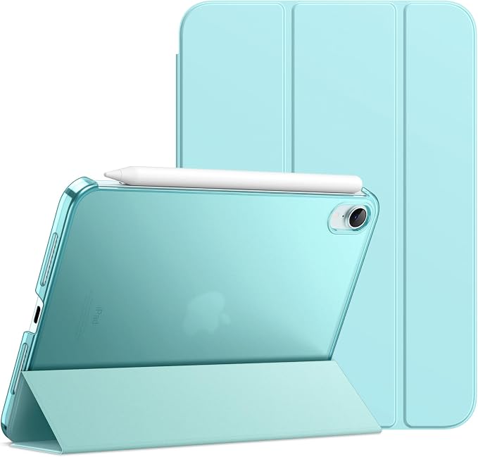 JETech Case Cover for iPad mini A17 Pro/6th Gen (2024/2021) Blue | Slim Translucent Back Design Tri-Fold Stand Auto Wake/Sleep Lightweight Shockproof Protection