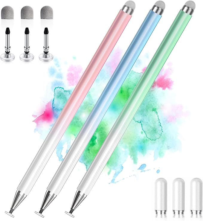 Stylus Pen for Touchscreen 2 in 1 Stylists Pens Compatible with All Touch Screens Devices Tablets iPhone iPad Android Computer Laptop Fine Disc Tip Drawing Styluses [8 Pack]