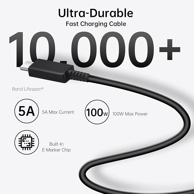 45W Samsung USB C Super Fast Charger 2 Pack PD 3.0 Charging with 6FT Cable for Samsung Galaxy S24 Ultra/S24 Plus/S24+/S23 Ultra/S23+/S22 Ultra/S22 Plus/S21/Note 20/Note10+