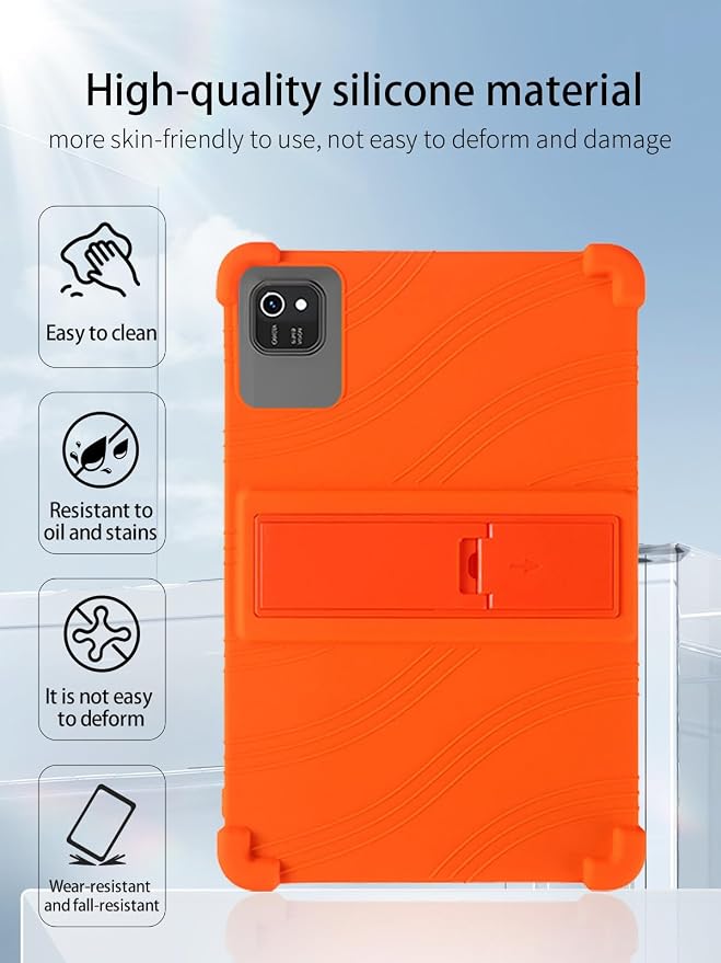 for kelankeke K10 Android 10-Inch TabletUYRUREL Skin-Friendly Soft Silicone Protective CaseFull Protection Against Drops and Scratcheswith Adjustable Viewing StandBlack.