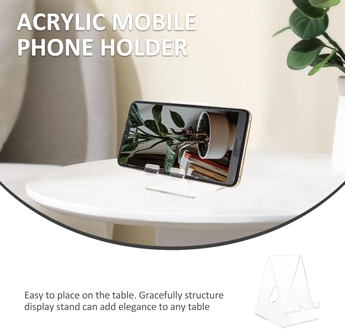 ARTIBETTER 4 Pack Acrylic Cellphone Stand Clear Phone Holder for Desk Universal Cellphone Dock for Home Office or Store Display
