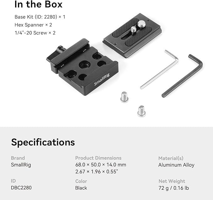 SMALLRIG DSLR and Mirrorless Quick Release Clamp and Plate for Arca Standard