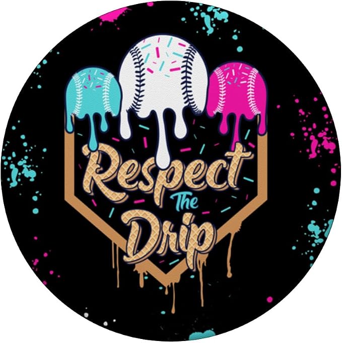 Baseball Ice Cream Drip with Sprinkles Youth Boys Baseball PopSockets Adhesive PopGrip