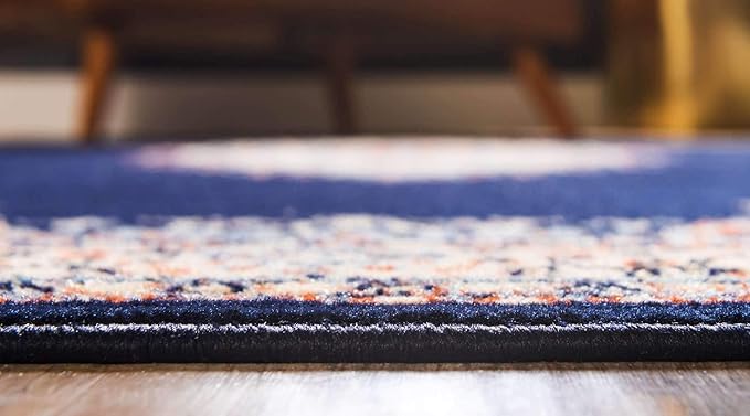 Unique Loom Reza Collection Traditional Persian Style Area Rug, Runner 3' 0" x 16' 5", Navy Blue/Ivory
