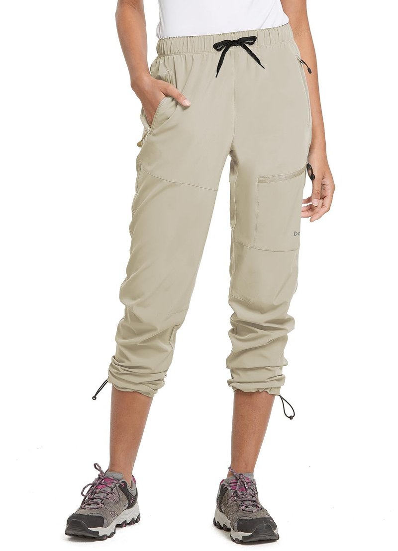 baleaf Women's Hiking Pants Quick Dry Water Resistant Lightweight Joggers Pant for All Seasons Elastic Waist Suntan Size L
