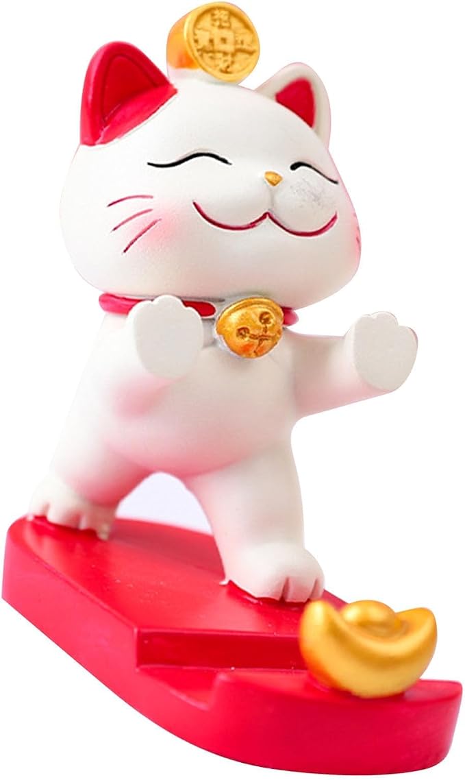Cell Phone StandkCute Lucky Cat Mobile Phone Holder Portable Decorative Desktop Stand for Home Office Table (Strongly Support Your Bracket)