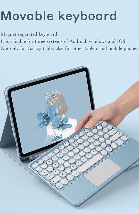 Keyboard Case for iPad Air 11 inch (M3/M2)/ iPad Air 5th 4th Generation 10.9 inch Case with Touchpad Detachable Round Key Candy Color Keyboard Cover (Pink)