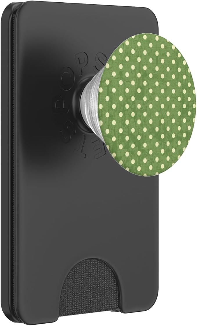 Green and Cream Polka Dot Pattern PopSockets PopGrip for MagSafe