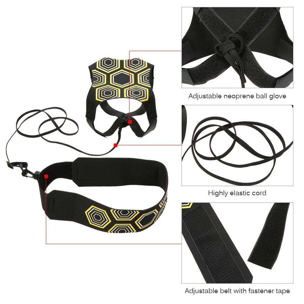 EastyGold Football Kick Trainer Soccer Training Aids Hands Free Throw Sole Practice Equipment with Adjustable Belt Elastic Rope Fits Ball 3, 4,and 5