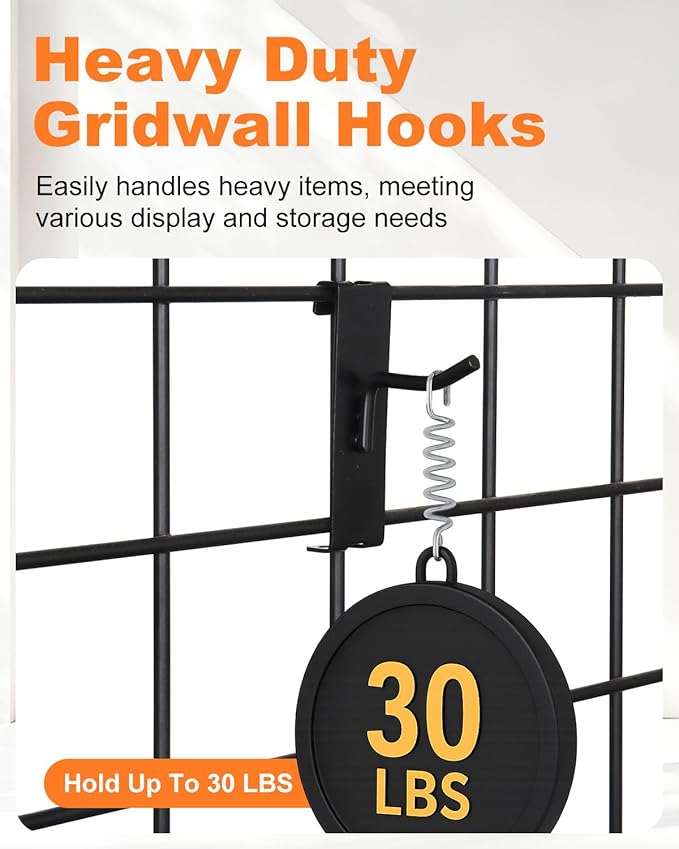 Alffun 50 Pack Gridwall Hooks, 2 Inch Heavy Duty Display Hooks for Wire Grid Wall Panels, Gridwall Accessories for Retail, Craft Shows, Garage Storage, and Home Organization, Black
