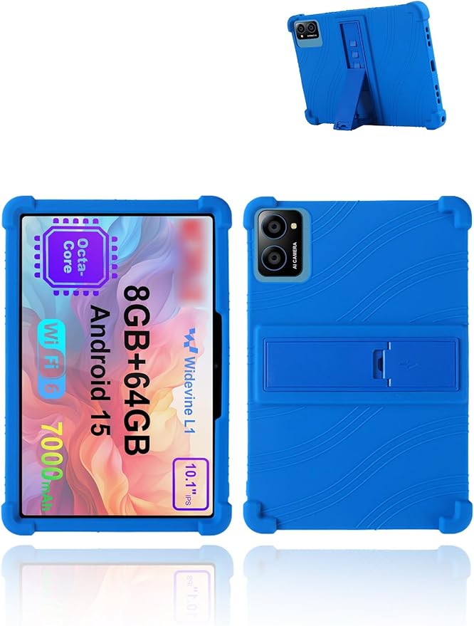 for TabneraX UTbook Android 15 Gaming Tablet10 2.5K Ultra Clear Display Tablet Model CaseSoft Silicone Adjustable Stand Cover Lightweight Kids FriendlyBlack.