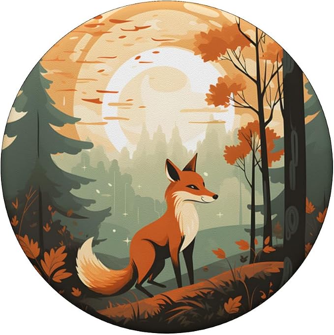 Retro Fox in an Autumn Forest PopSockets Adhesive PopGrip