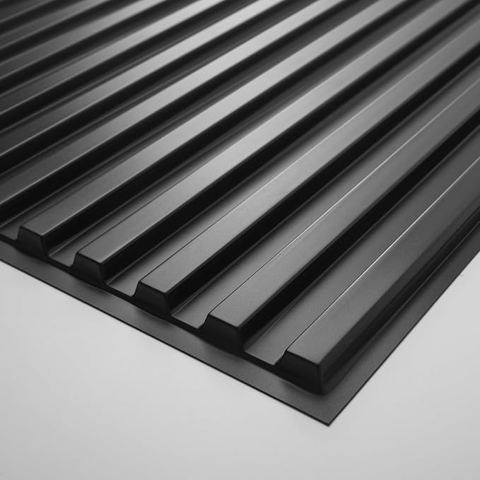 Art3d 6-Pack Slat Design 3D Wall Panels for Interior Wall Decor, 2x4 FT PVC Decorative Drop Ceiling Tiles - Black