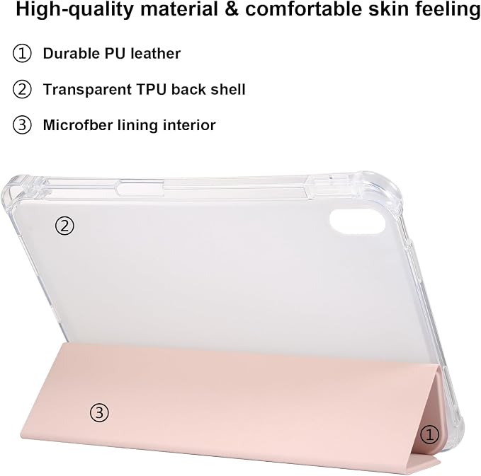 Case for iPad (A16) 11th Generation 11 2025 &amp iPad 10th Generation 10.9 inch 2022 Case with Pencil Holder [Auto Wake/Sleep] PU Leather Tri-fold Stand Clear Soft TPU Back Cover Matchagreen