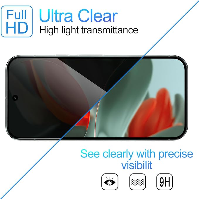 2 Pack Privacy Screen Protector for Google Pixel 9 Pro XL | [Anti-Spy Tempered Glass][Fingerprint Unlock Support][Auto Dust Remove]Bubble-FreeAnti-ScratchProtective Tempered Glass