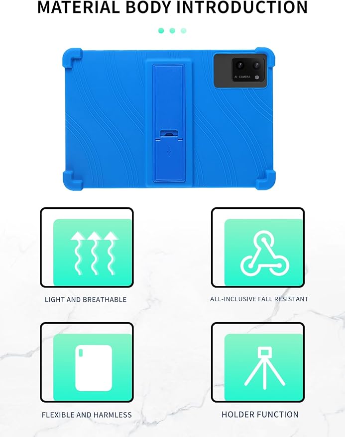 Case for DigiLand-S10 10.1 Android 14 Tablets，WUNIAK Shock Proof Lightweight Stand Rubber Shell Protective CoverKids Friendly Soft Silicone Adjustable Stand CoverBlack