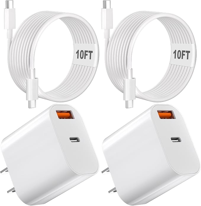 iPhone 17 16 15 Charger Fast Charging40W Dual Port A/C Phone Charger Fast Charging USB C Wall Charger Block Quick 10FT Type C Charging Cable for iPhone 17/17 Pro Max/17 Air/16 Pro/16e/15 Plus/15 Pro
