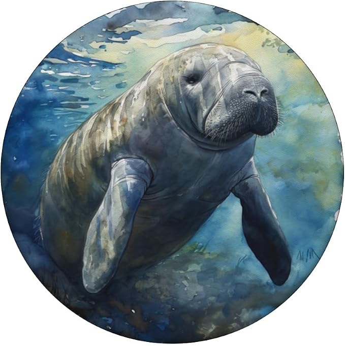 Watercolor Manatee PopSockets PopGrip for MagSafe