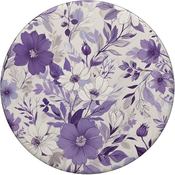 Purple Lavender Floral Pattern PopSockets PopGrip for MagSafe