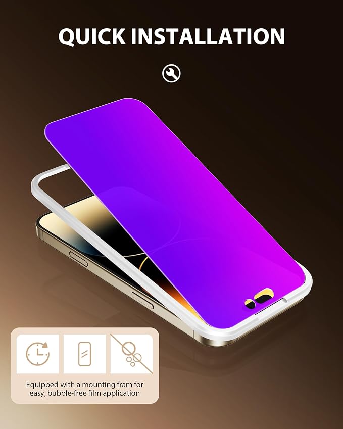 PDDKISS Compatible for iPhone 12/12 Pro Privacy Screen Protector | Pink Gradient Anti Spy Anti Blue Light HD 6.1 Inch Tempered Glass Easy Installation