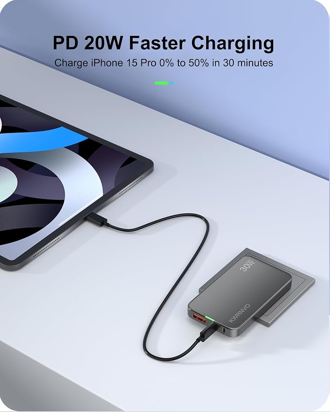 Flat USB Wall Charger 3 Ports Ultra-Slim Fast Wall Charger for Pixelbook iPad Pro iPhone 17/16/15/14 Black