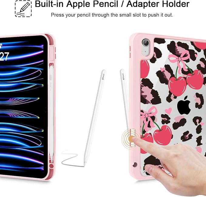 Mektron Case for 2026 iPad Air 11 inch M4 8th (M3 2025 7th /M2 2024 6th) Compatible with iPad Air 10.9 (2022 5th Gen /2020 4th Gen) Shockproof Clear Shell Blue Bows &amp Flowers