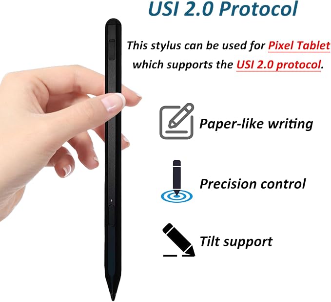 U1 Stylus Pen for Google Pixel Tablet PenUSI 2.0 Stylus for Google Pixel Tablet Stylus for Pixel Tablet with 4096 Pressure SensitivityPalm Rejection(Black)