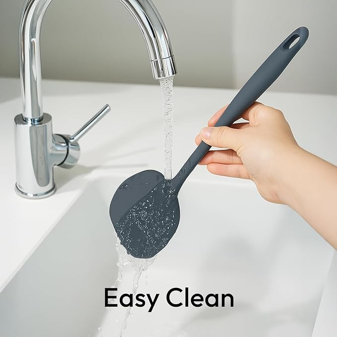 carrotez Silicone Wide Spatula Turner for Kitchen Use 482°F Heat Resistant Flipper, Scratch-Free, 1 Pack - Dark Gray
