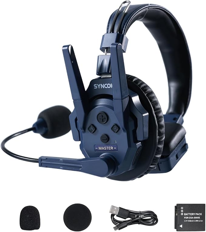 SYNCO Xtalk Master Wireless Intercom Headset System,1 Person 2.4GHz 500m/1640ft Headset with Noise Reduction Program,Real-time Monitoring