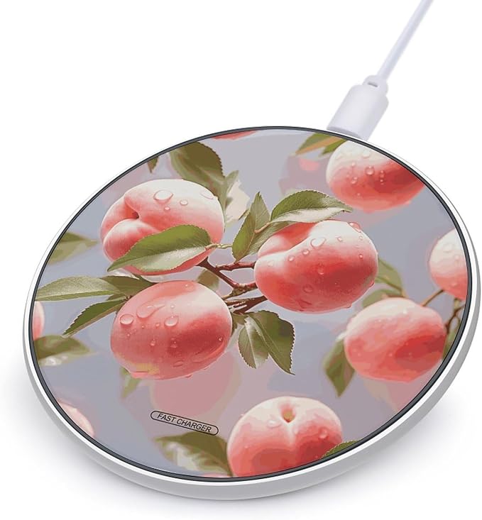 Pink Peach Wireless Charger 10W Fast Charging Pad Anti-Slip Qi Certified Wireless Charging Pad Charging Station Portable Phone Charger for All Wireless Charging Smartphone