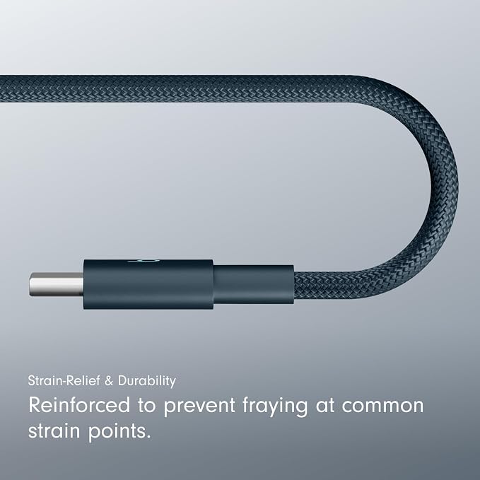 Beats 240W USB-C to USB-C Braided Cable Fast Charging Durable/Tangle Free Compatible with Apple and Android Devices (3 m/10 ft) – Bolt Black
