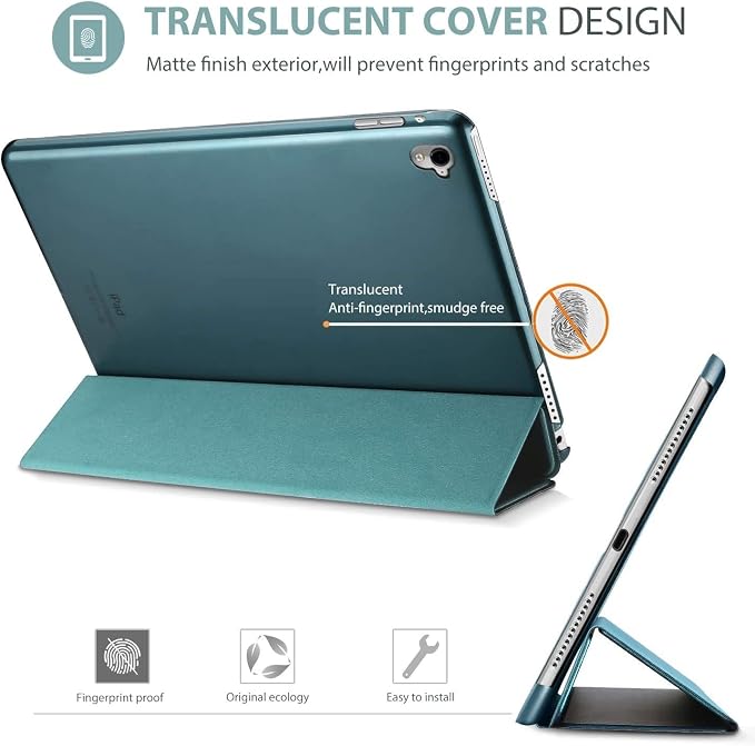 ProCase Smart Case for iPad Pro 9.7 Inch 2016 -Black | Ultra Slim Lightweight Stand Shell with Translucent Frosted Back Cover for iPad Pro 9.7”(A1673 A1674 A1675)