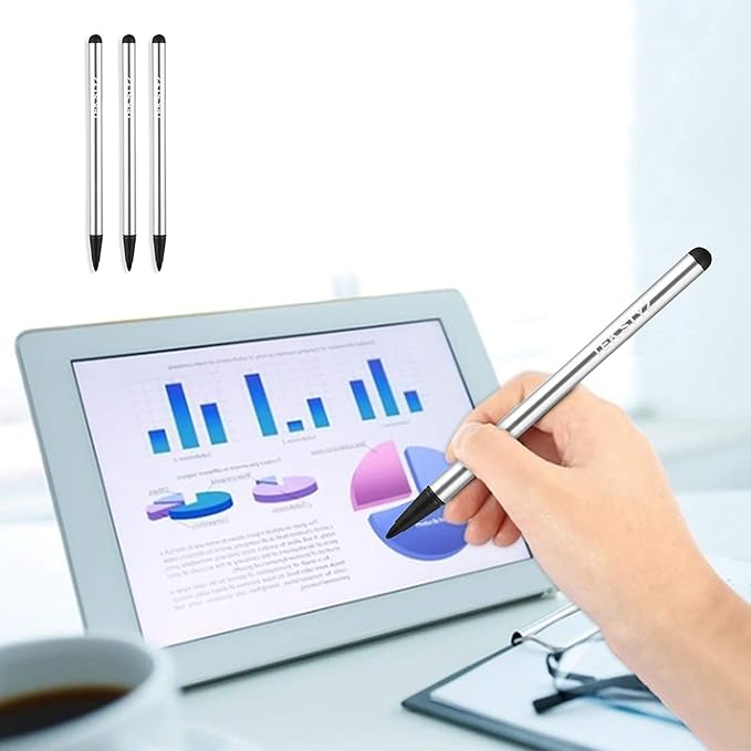 Pro Capacitive Resistive Stylus Universal 2 in 1 Compatible with Samsung Galaxy S22/S21/Ultra/S21+/Fe 5G/ High Sensitivity &amp Precision Full Size 3 Pack! (Silver)