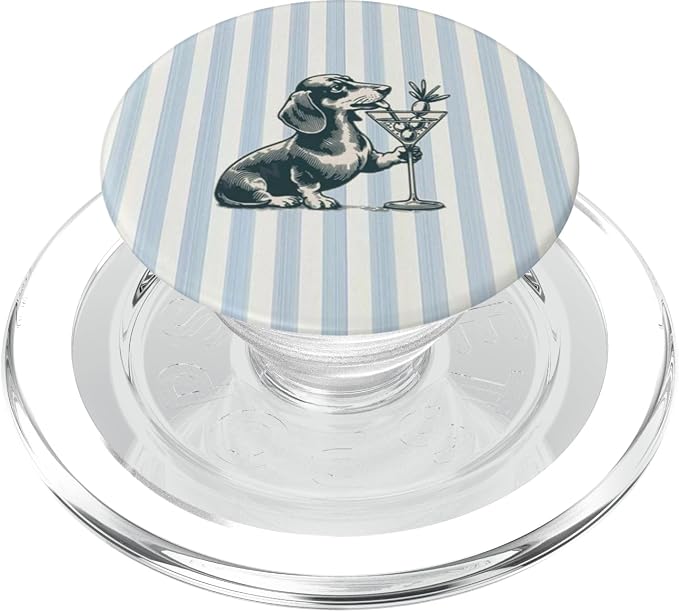 Blue Dog Drinking Illustration Print PopSockets PopGrip for MagSafe