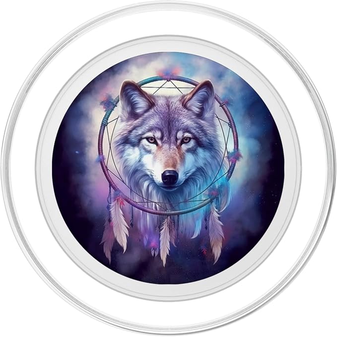 Wolf Dream Catcher Celestial Galaxy Purple PopSockets Adhesive PopGrip