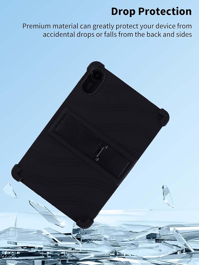 Case for Xiaomi Redmi Pad 2 Tablet 11inchNOUKAJU Tablet Protection CaseAdjustable BracketSoft SiliconeSilicone Protection Cover for Redmi Pad 2(Black)