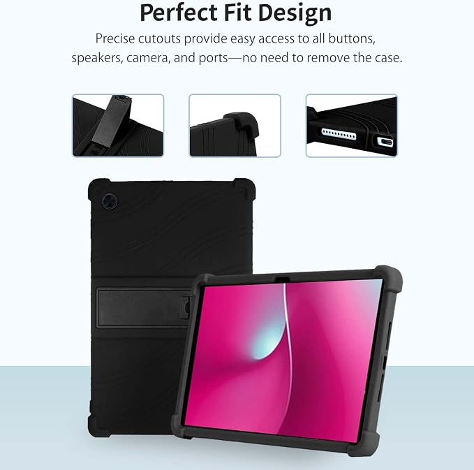 Case for T-Mobile Revvl Tab 2 10.1-InchCompatible with T-Mobile Revvl Tab 2 Android Tablet–Soft Silicone Protective Cover with Kickstand Shockproof Drop-Resistant Business-Style Stand(Black)