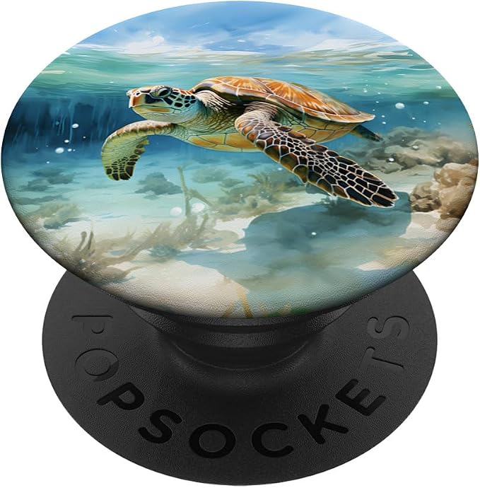 Green Sea Turtle Relaxing Watercolor PopSockets PopGrip for MagSafe