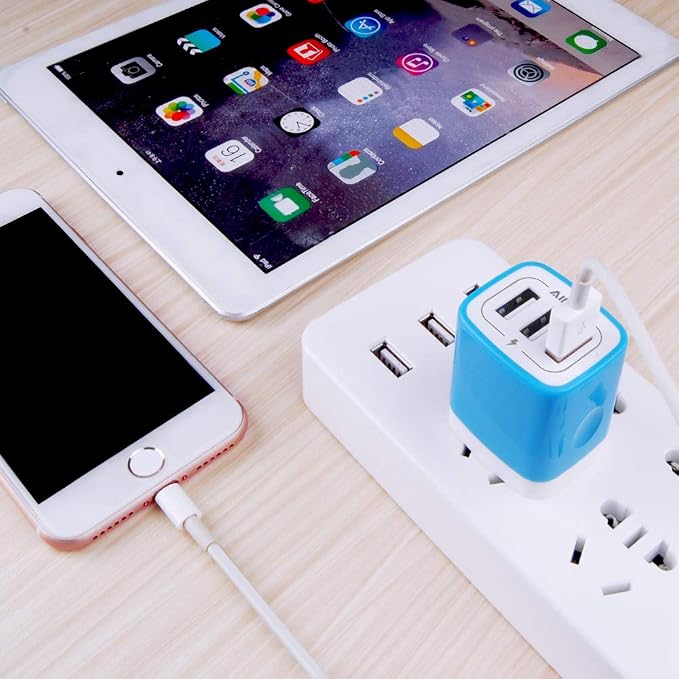 Wall Charger AILKIN 3.1A MultiPort Fast Charger Plug Travel Home Power Adapter Quick Charging Block Base Boxed for iPhone 15 14 13 12 11 10 8 7 Pro Max Mini Samsung Galaxy Pixel Kindle USB Brick