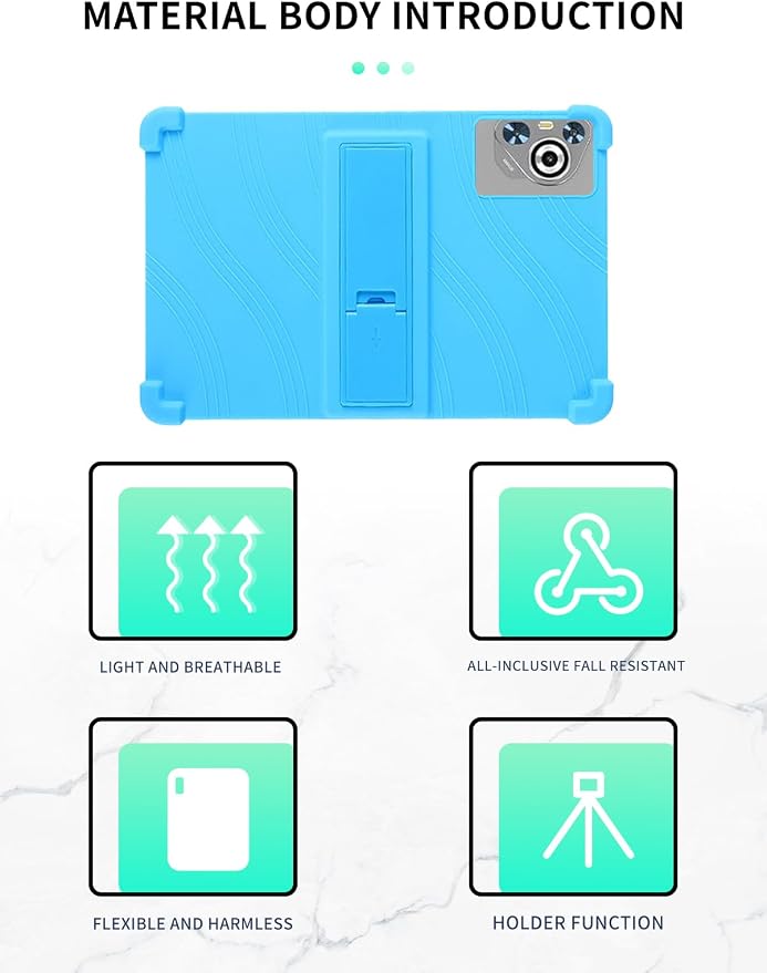 Case for Dghrti TAB30 2025 Android 14 Tablet 10.1 Inch，WUNIAK Shock Proof Lightweight Stand Rubber Shell Protective CoverKids Friendly Soft Silicone Adjustable Stand CoverBlack