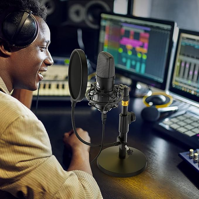 MAONO USB Microphone Kit 192KHZ/24BIT AU-A04T PC Condenser Podcast Streaming Cardioid Mic Plug & Play for Computer, YouTube, Gaming Recording