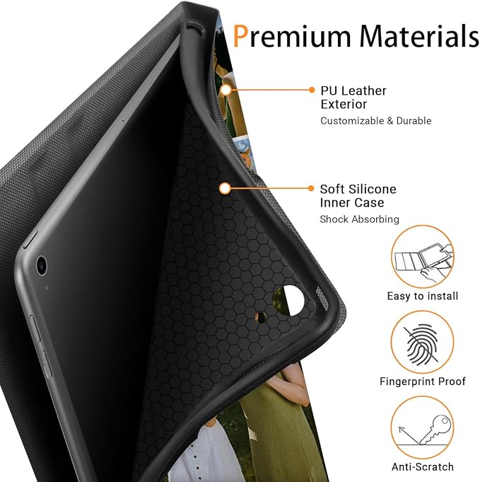 Custom Case for iPad Air 3rd Generation 2019 / iPad Pro 2017 10.5 inch Personalized Customized Picture Logo Text Name PU Leather Tablet Cover Premium Folio Flip Stand Case Auto Wake/Sleep